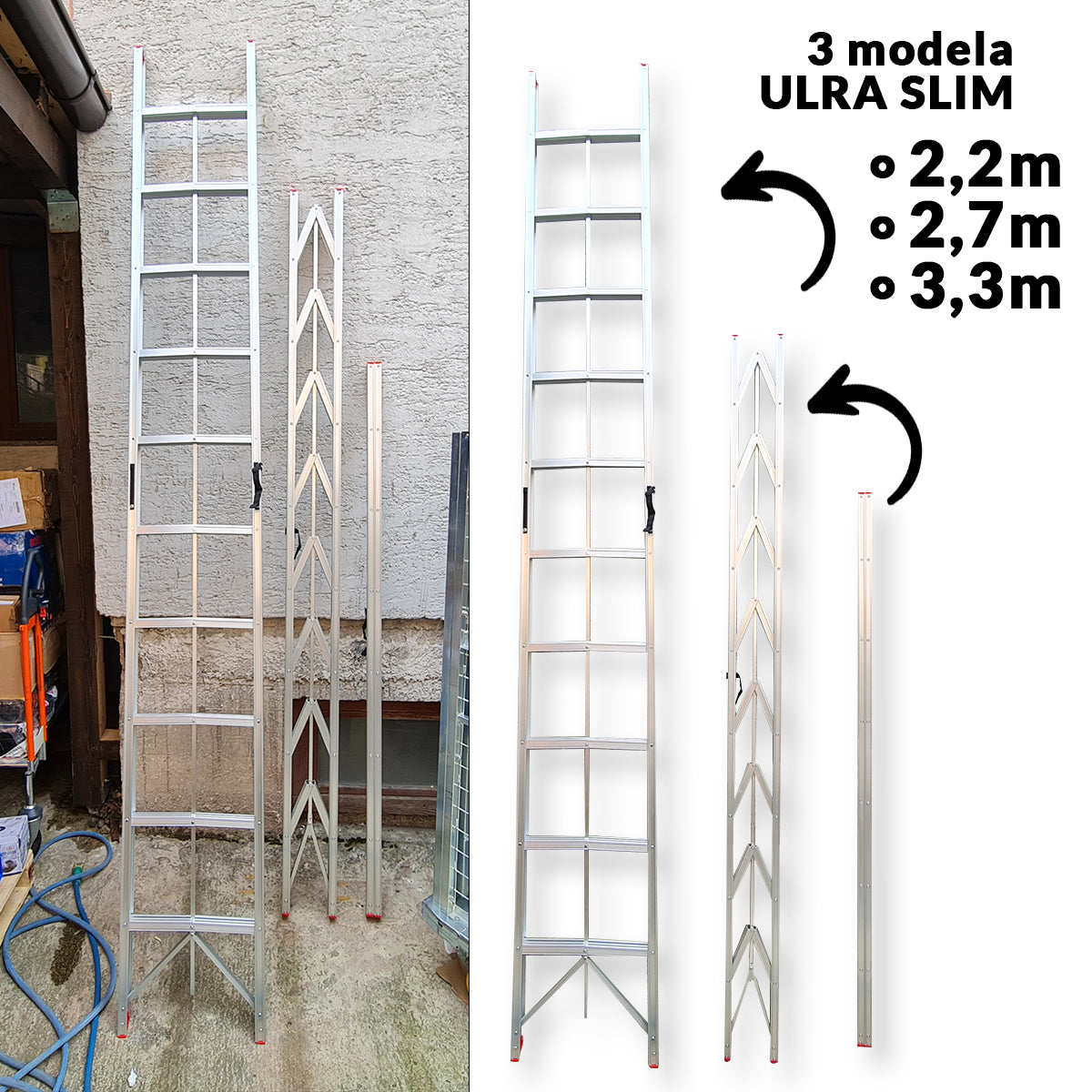 Aluminijske sklopive ljestve - 3 Modelle