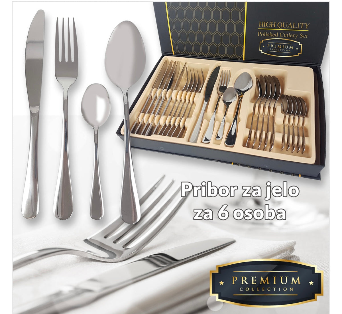 Premium pribor za jelo za 6 osoba - Mediteran Shop